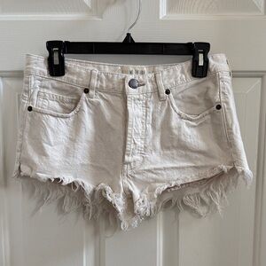 Free People We The Free  Stylish Cream Denim Shorts